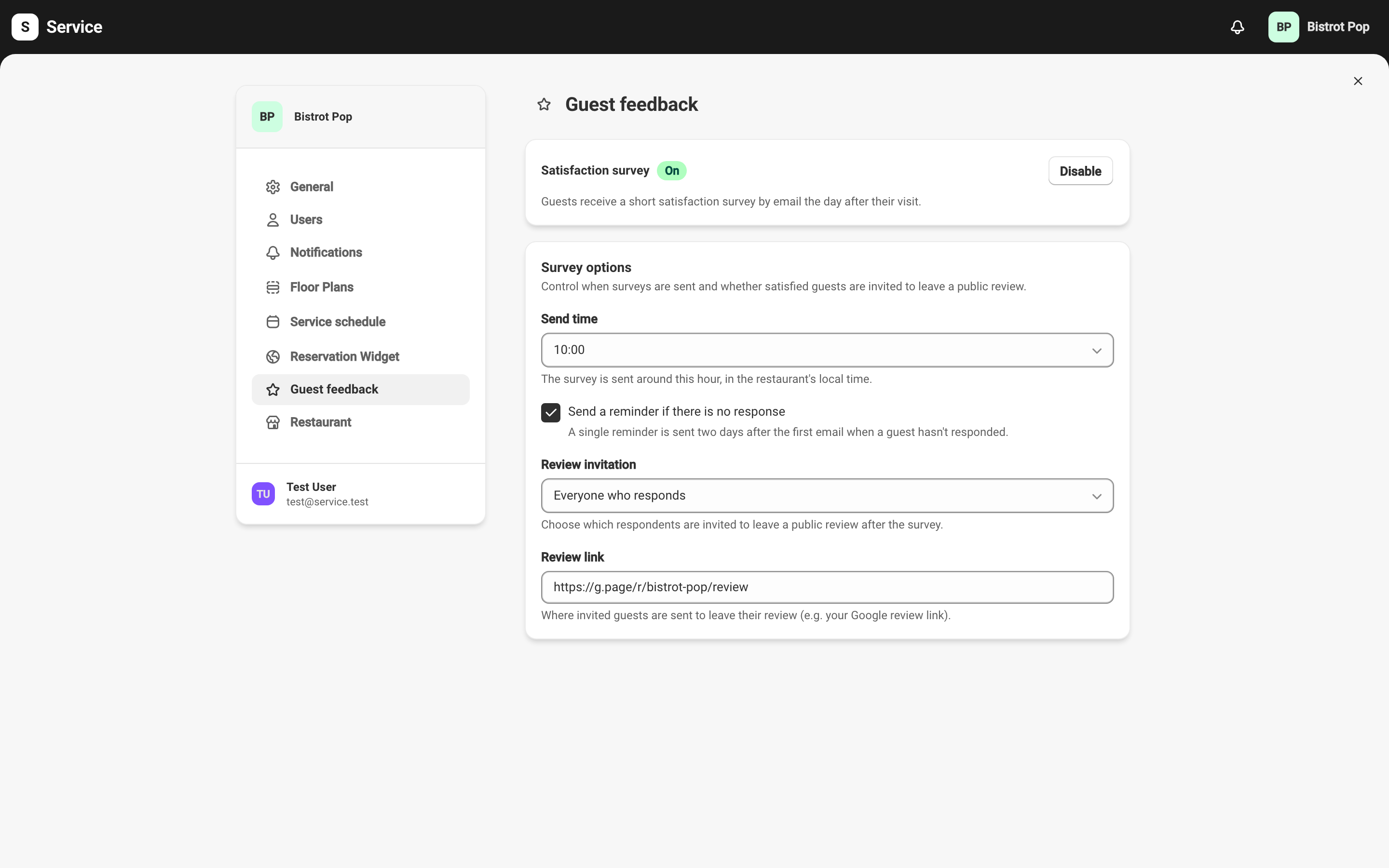 Invite guests to leave a review