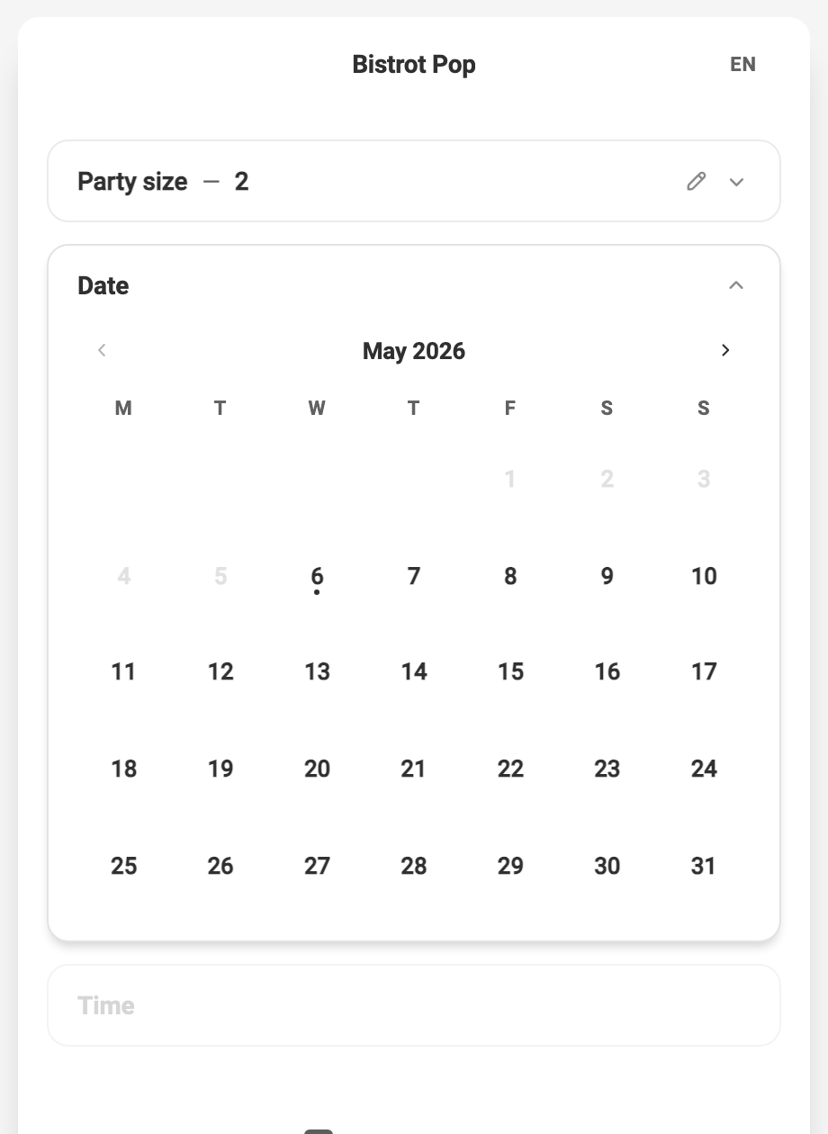 Online booking widget